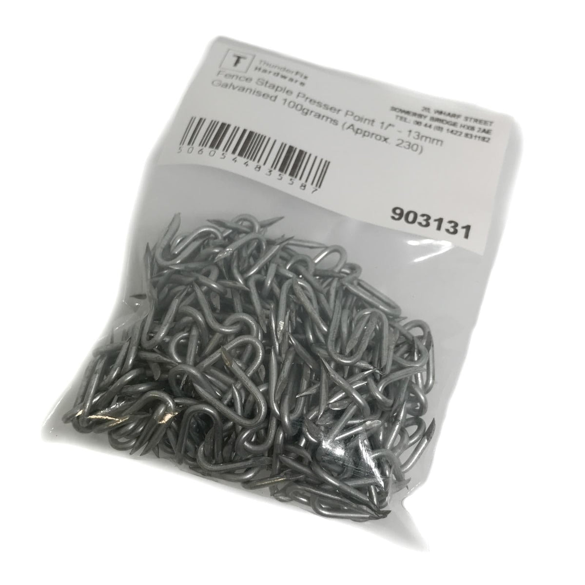 Fence Staple Presser Point 1/2" - 13mm Galvanised 100grams (Approx. 230) Service Item Thunderfix 903131