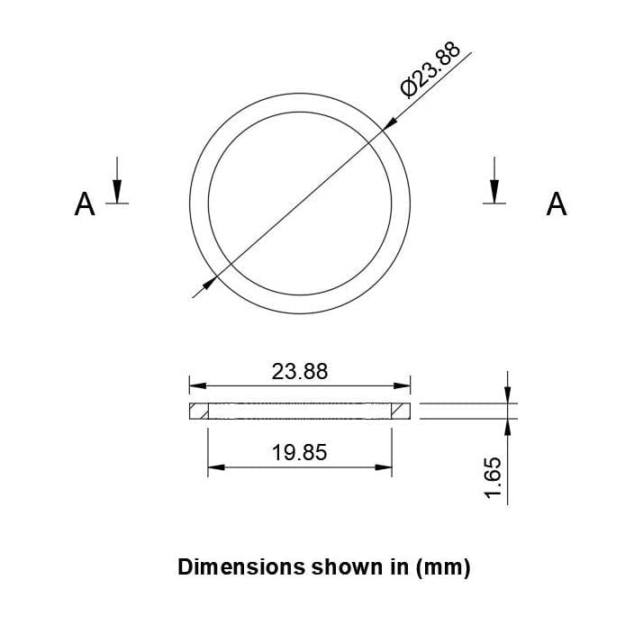 Fibre Washer for 3/4" BSP Tap Connectors, Washer is 23.88mm Diameter