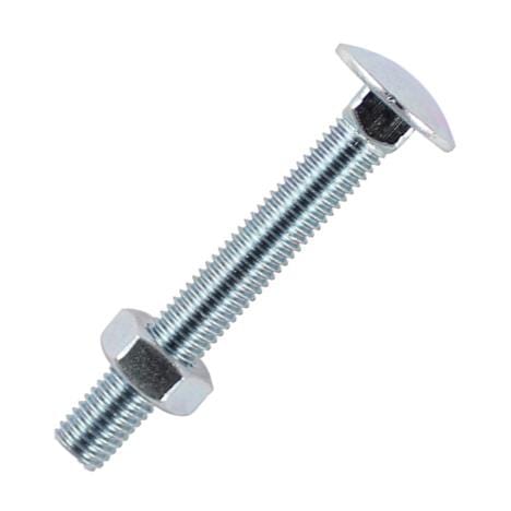 M6 x 60mm Carriage Bolt | Coach Bolt  & Hex Nut BZP | (Singles)