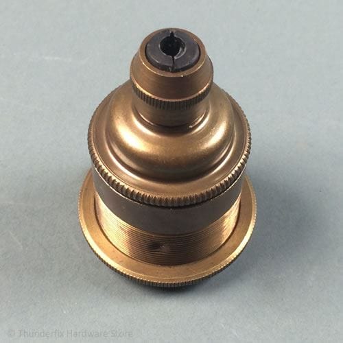 Old English Lamp Holder Eddison Screw (ES) (E27) Fitting Bulb Holder Cord Grip and Shade Ring Cord Grip Lampholders Thunderfix 100660
