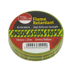 PVC Insulation Tape Green/Yellow Stripe 25m x 18mm | Timco Insulation Tape Timco 900841