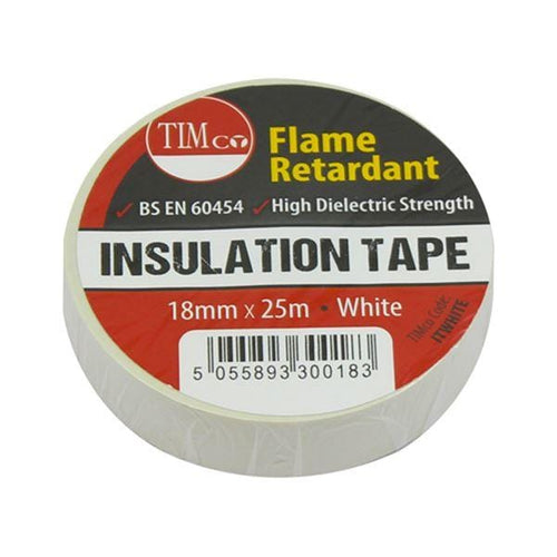 PVC Insulation Tape White 25m x 18mm | Timco