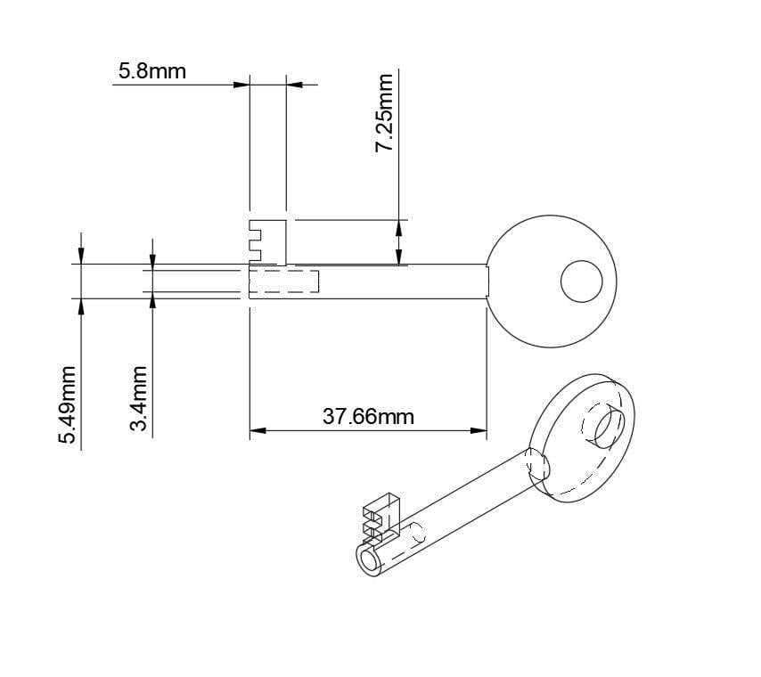 Replacement Wardrobe Key Furniture Key suitable for Ringbow Type Locks Furniture Keys Thunderfix 100257