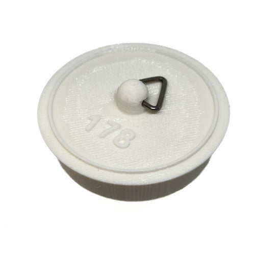 Sink Bath Plug White Tapered Suits 45mm to 50mm Openings 1 7/8" - 48mm