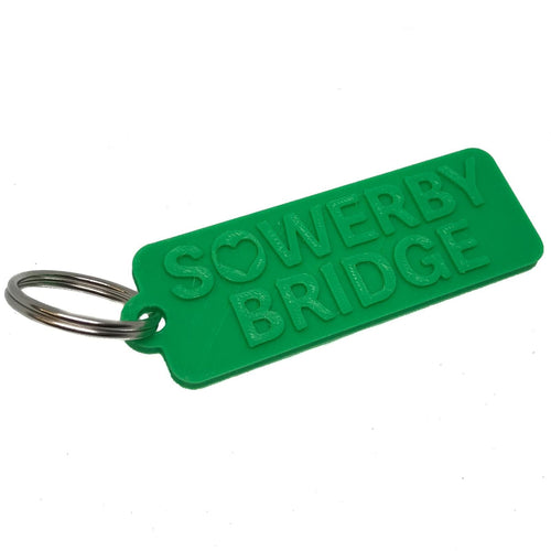 Sowerby Bridge Raised Text Key Ring Green | Wayward Media