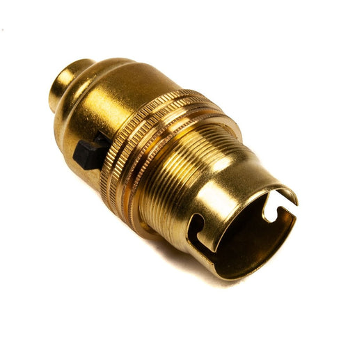 Switched Lamp Holder Brass Bayonet Cap (BC) (B22d) 10mm Screw Thread
