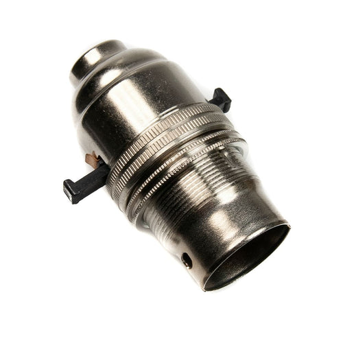 Switched Lamp Holder Satin Nickel Bayonet Cap (BC) (B22d) 1/2" Screw Thread