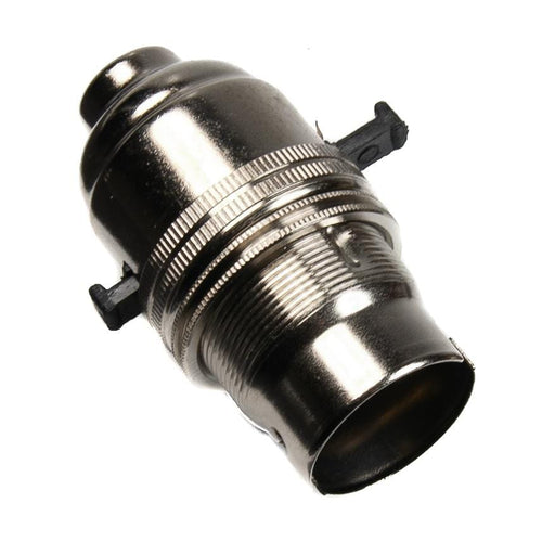 Switched Lamp Holder Satin Nickel Bayonet Cap (BC) (B22d) 10mm Screw Thread