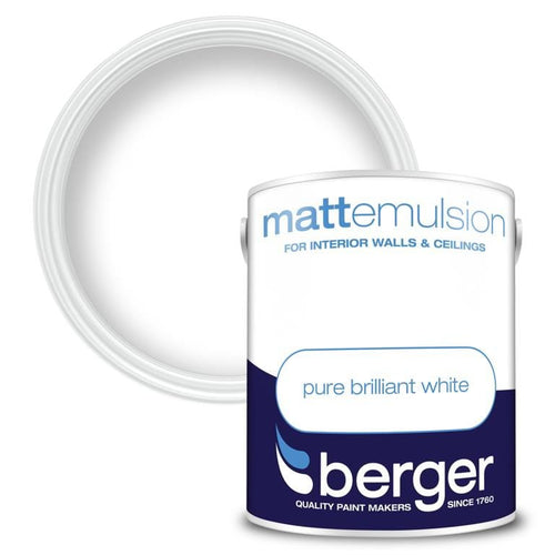 Vinyl Matt Pure Brilliant White Emulsion Paint | 5L | Berger