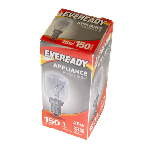 25w Small Eddison Screw (E14) (SES) Appliance Oven Heat Resistant Pygmy Bulb Clear | Eveready
