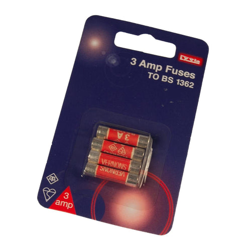 3 Amp Fuses Blister (Pack of 4) | Dencon