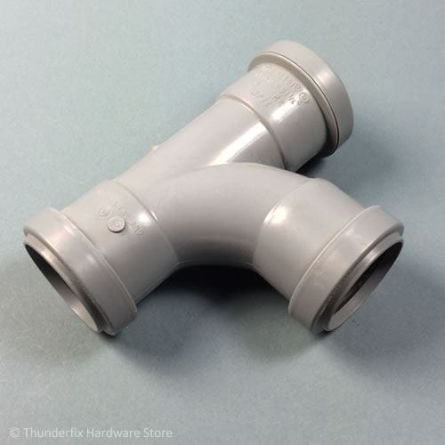 32mm Pushfit Waste Equal Tee Connector Grey