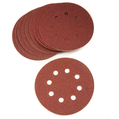 60 Grit (Coarse) Sanding Discs Sander Sheets 125mm Hook and Loop 10 Pack
