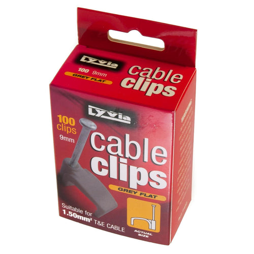 9mm Grey Flat Cable Clips Box 100 FOR 1.50mm T&E Cable | Dencon