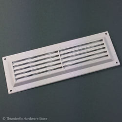Air Louvre Ventilation Grille 9" x 3" White Plastic with Flyscreen - Thunderfix Hardware