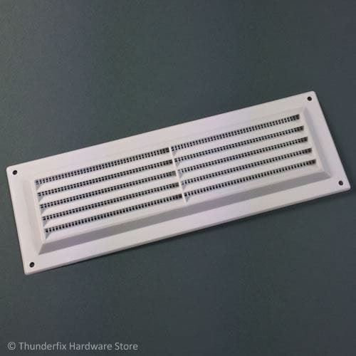Air Louvre Ventilation Grille 9" x 3" White Plastic with Flyscreen