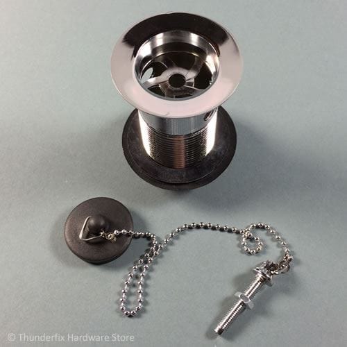Basin Waste 1 1/4" Slotted Chrome Plated With Plug Chain and Stay WBK02CP