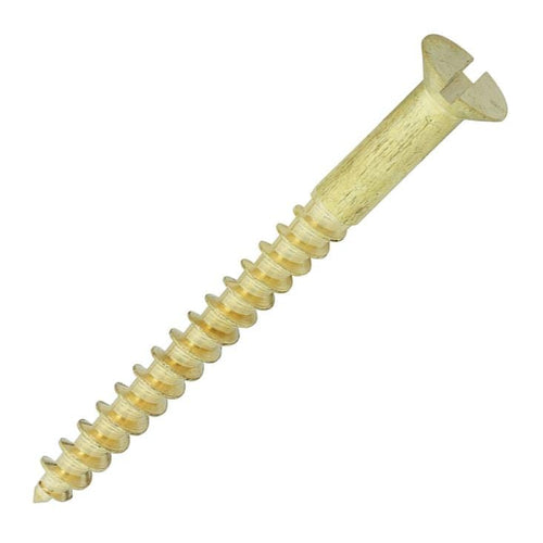 Brass Countersunk Slotted Wood Screws - 4.0mm x 40mm - 8 x 1 1/2" (Singles)