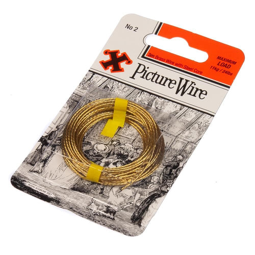 Brass Picture Wire No. 2 | 3 Metres Strong Steel Core for Picture Hanging | X