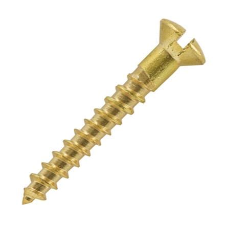 Brass Raised Countersunk Slotted Wood Screws - 3.5mm x 15mm - 6 x 5/8" (Singles)