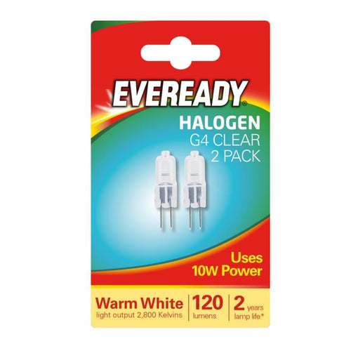 Capsule G4 Halogen Bulb Clear 10w Warm White (Pack of 2) | Eveready