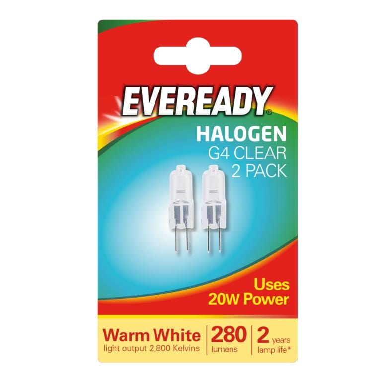 Capsule G4 Halogen Bulb Clear 20w Warm White (Pack of 2) | Eveready Service Item Eveready 901916