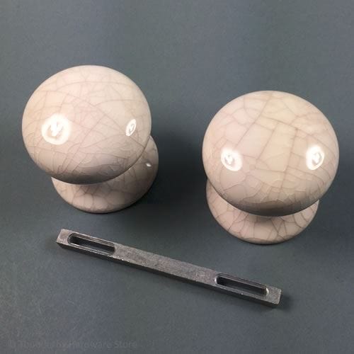 Ceramic Door Knobs Handles Crackled Cream Glaze