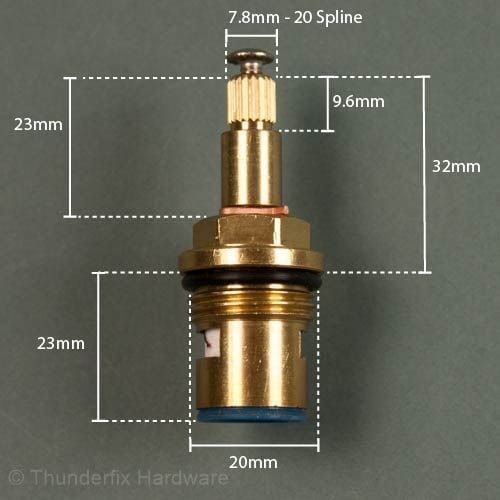 Ceramic Tap Valve 1/2" BSP Cold Blue Replacement Cartridge 20 Spline ref-PRCD - Thunderfix Hardware