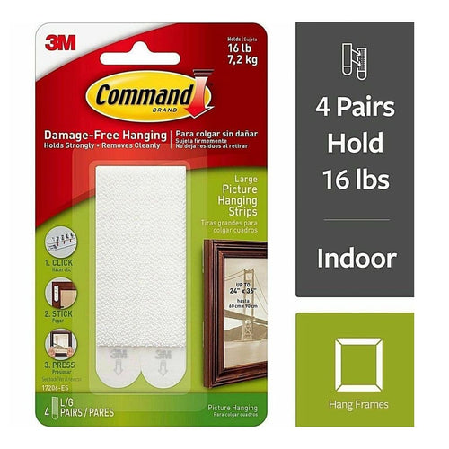 Damage-Free Hanging Large Picture Hanging Strips 4 x 2 Sets | Command
