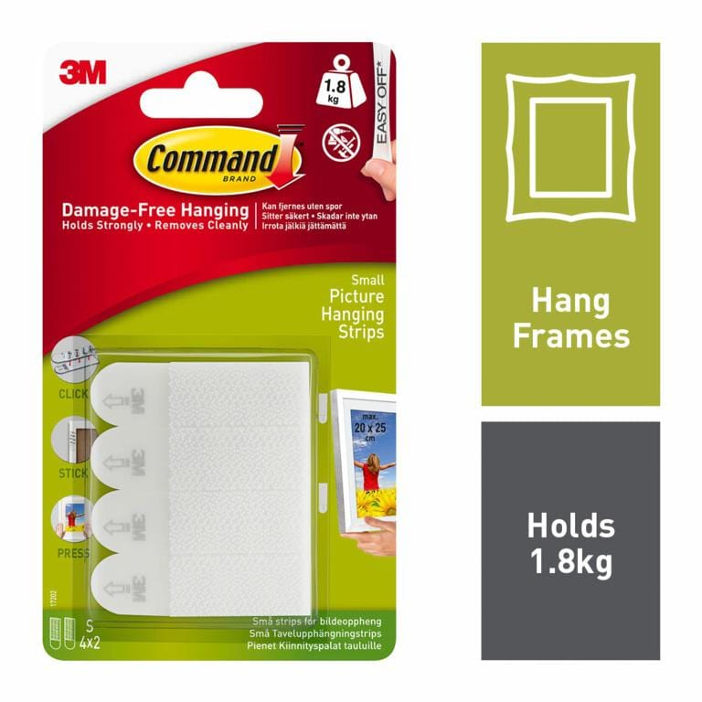 Damage-Free Hanging Small Picture Hanging Strips 4 Pairs | Command Service Item Command 901893