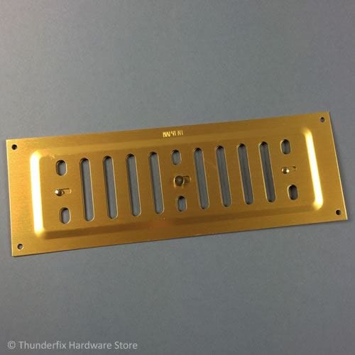 Hit & Miss Air Ventilation Grille 9" x 3" Gold Brass Annodised Aluminium - Thunderfix Hardware