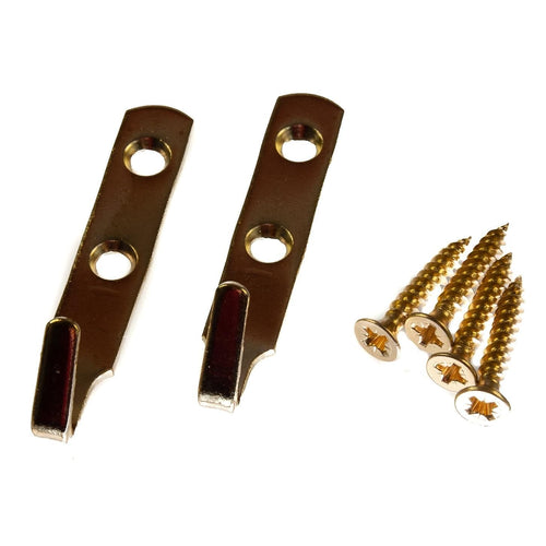 J Picture Hooks Heavy Duty 2 Hole Electro Brassed 62mm x 11mm (Pack of 2) | Thunderfix