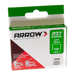 JT21 / T27 Staples 10mm - 3/8in Depth (Pack of 1000) | Arrow Service Item Arrow 901652