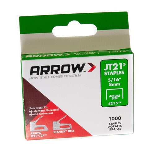 JT21 / T27 Staples 8mm - 5/16in Depth (Pack of 1000) | Arrow