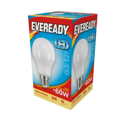 LED 9.6w GLS Warm White 3000k E27 ES Edison Screw Lightbulb 60w Equivalent | Eveready