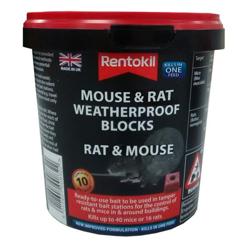 Mouse & Rat Weatherproof Blocks (Pack of 10) PSMR42 | Rentokil