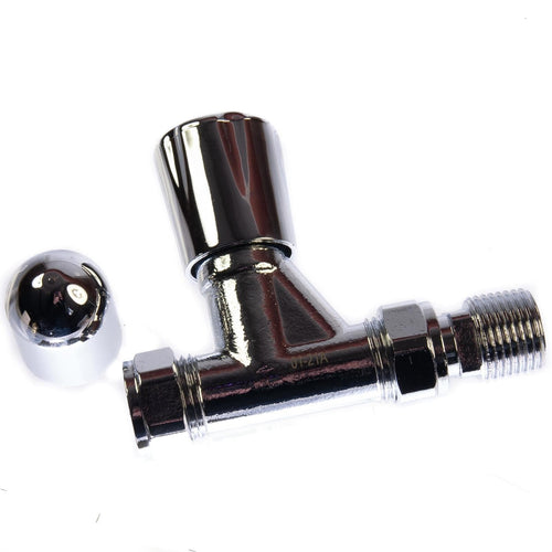 Optima Plus Radiator Valve Straight 15mm All Chrome Wheelhead and Lockshield Tops