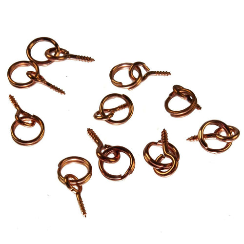 Picture Hanging Coppered Screw Ring 14mm x 1.4mm - 10mm Diameter Ring (Pack of 10)
