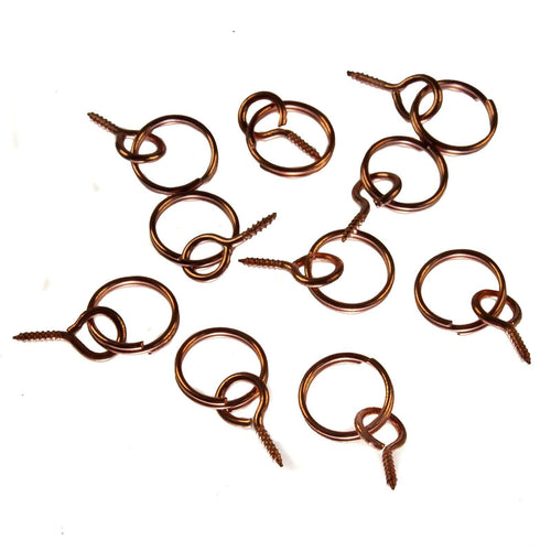 Picture Hanging Coppered Screw Ring 19mm x 1.6mm - 16mm Diameter Ring (Pack of 10)