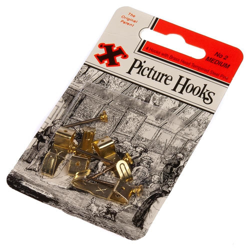 Picture Hooks Brassed Size No 2 Pack of 4 | X