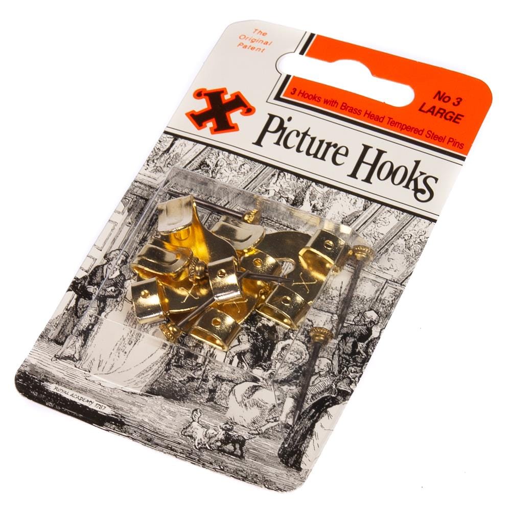 Picture Hooks Brassed Size No 3 Pack of 3 | X Picture Hooks X 900552
