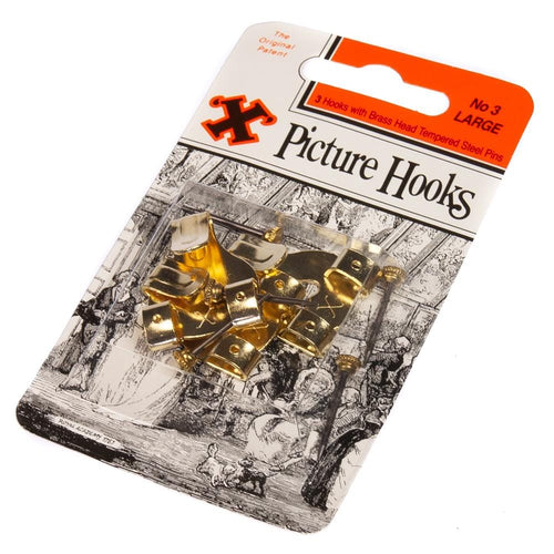 Picture Hooks Brassed Size No 3 Pack of 3 | X