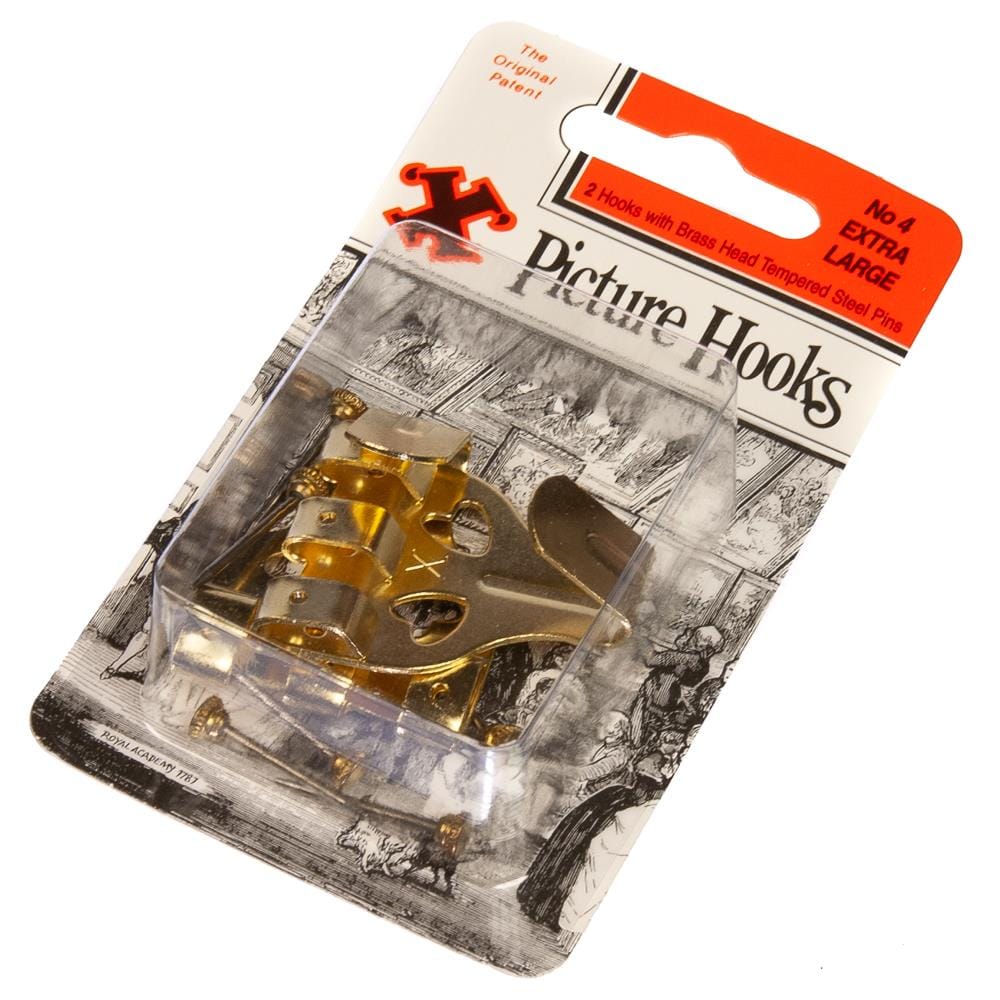 Picture Hooks Brassed Size No 4 Pack of 2 | X Picture Hooks X 900553