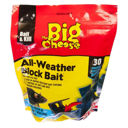 Rat and Mouse Poison All Weather Block Bait 30 x 10g | The Big Cheese