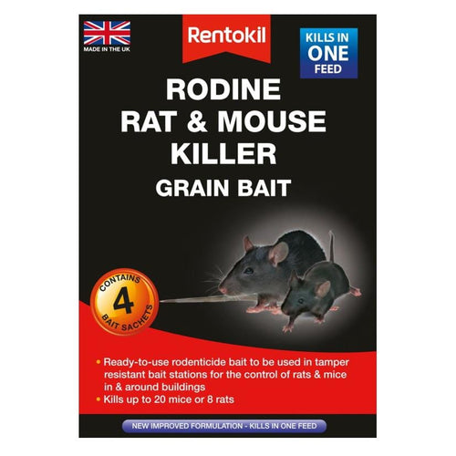 Rodine Rat & Mouse Killer Grain Bait Sachet (Pack of 4) PSMR12 | Rentokil