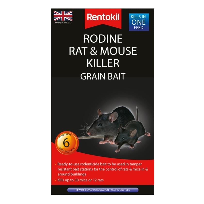 Rodine Rat & Mouse Killer Grain Bait Sachet (Pack of 6) PSMR13 | Rentokil Rat Poison Rentokil 901091