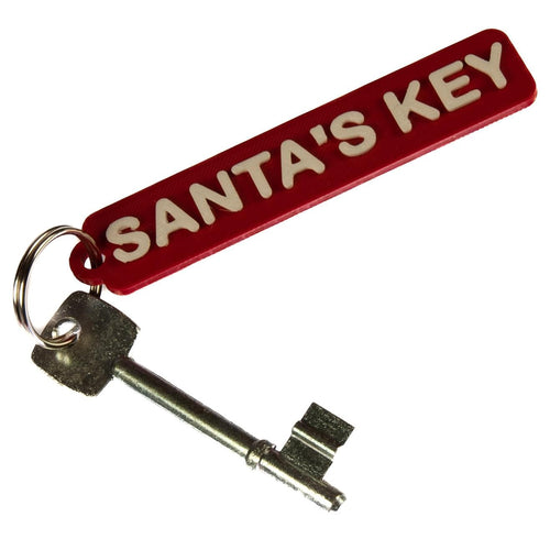 Santa's Key Raised Text Key Ring and Key Red with White Lettering