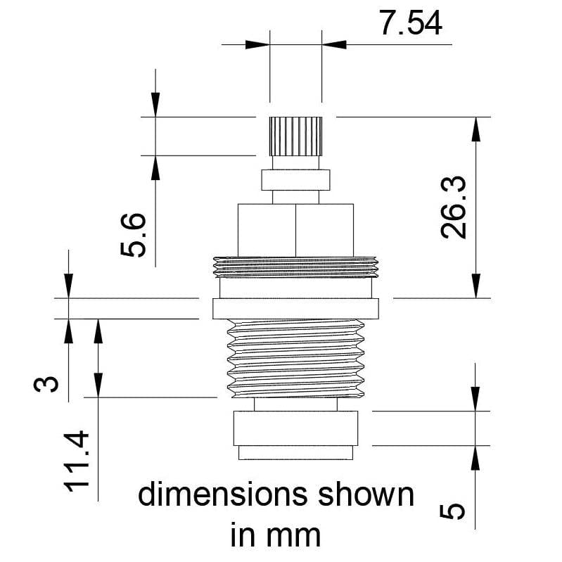 Tap Mechanism Threaded Collar Insert Body Tap Valve Gland 1/2" BSP 7.6mm x 20 Spline Service Item Thunderfix 902001