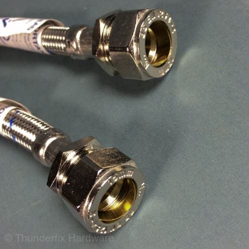 Tap Tails M10 Flexible Tap Connector Pair Monobloc Tap to 15mm Pipe 300mm Long - Thunderfix Hardware