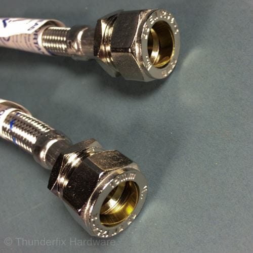 Tap Tails M12 Flexible Tap Connector Pair Monobloc Tap to 15mm Pipe 300mm Long - Thunderfix Hardware